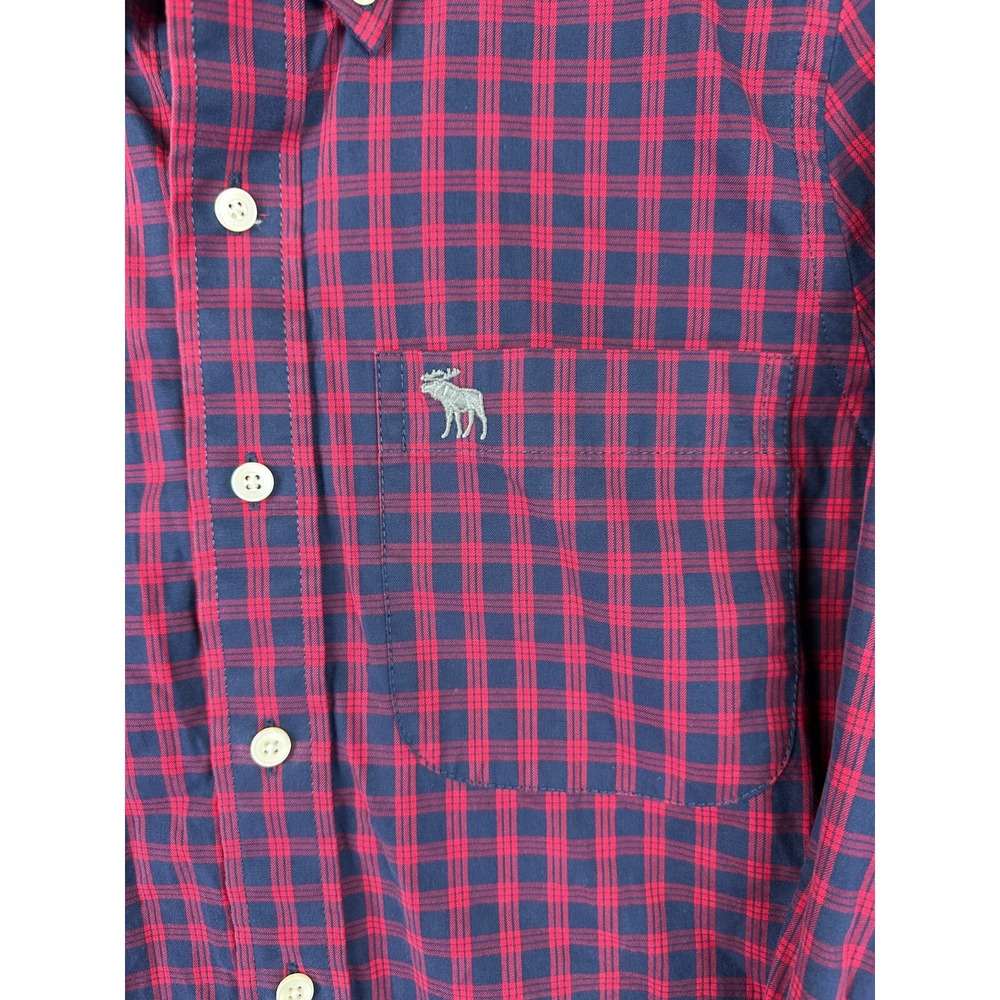 Abercrombie & Fitch Shirt Men XL Button Down Red Check Modern Muscle Fit Preppy - Picture 2 of 9
